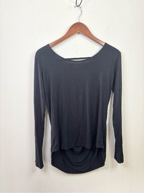 Montiel black long sleeve modal slinky long line t shirt size SM active